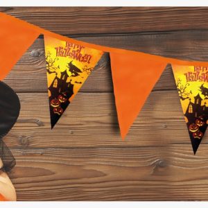 Banderin estampado con Foto de Halloween Naranja x1