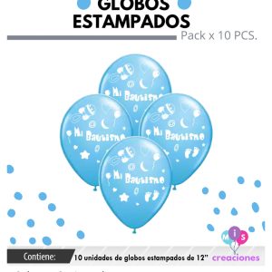 Globo De Latex Estampado mi bautismo celeste x 10