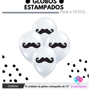 Globo De Latex Estampado Bigote x 10