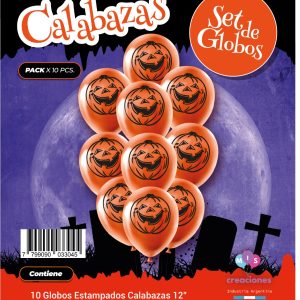 Globo De Latex Estampado De Calabazas x 10u