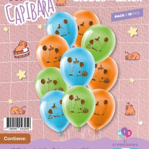 Globo De Latex Estampado Capibara x 10u