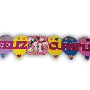 Cartel Goma Eva de Feliz Cumpleaños Unicornio x1