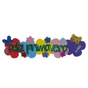 Cartel de Goma eva "Feliz Primavera" Flores y Mariposas x1