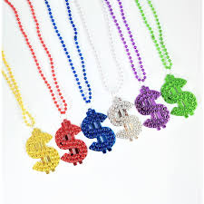 Collar De Perlas Metalizado Con Signo De Dolar Colores x1