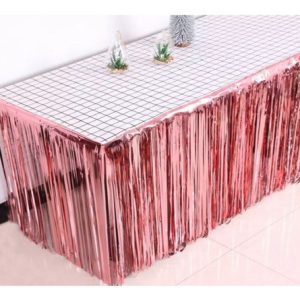 Cortina metalizada para Mesa Rosa Gold x1