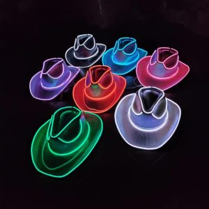 Sombrero cowboy vaquero con tira de neon x 1