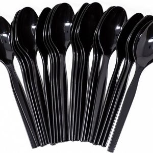 Cucharitas De Plastico Negro x50