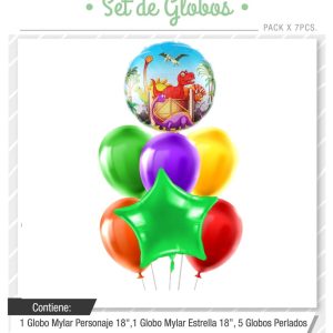 Set de globos Dinosaurios 7pcs