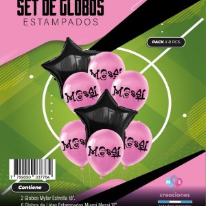 Set de Globos mylar + latex estampado Miami Messi