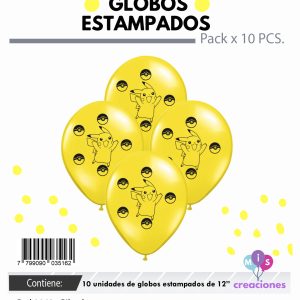 Globo De Latex Estampado Pikachu x 10