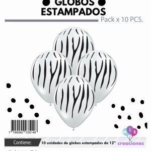 Globo De Latex Estampado Cebra x 10