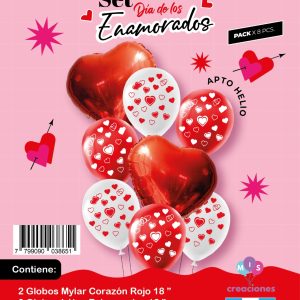 Set de Globos mylar + latex estampado corazones