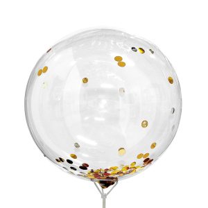 Globo Burbuja Con Confeti Metalizdo dorado  x 1