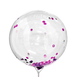 Globo Burbuja Con Confeti Metalizado fucsia x 1