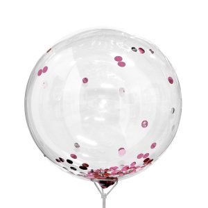 Globo Burbuja Con Confeti Metalizado rosa x 1