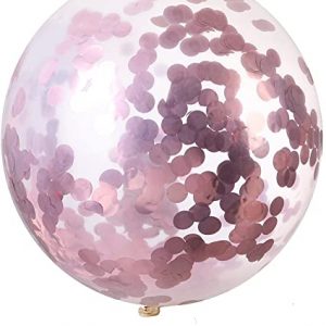 Globo Burbuja Con Confeti Metalizado rosa gold x 1