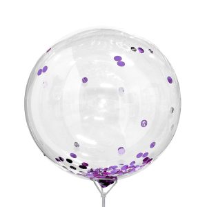 Globo Burbuja Con Confeti Metalizado violeta x 1