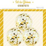 Globo cristal con confeti Dorado Metalizado x 3