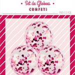 Globo cristal con confeti Fucsia Metalizado x 3