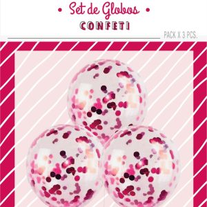 Globo cristal con confeti Fucsia Metalizado x 3