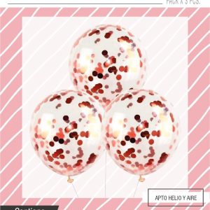 Globo cristal con confeti Rosa Gold Metalizado x 3