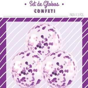 Globo cristal con confeti Violeta Metalizado x 3