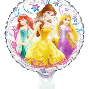 Globo metalizado Princesas blanco con flores 10" x1