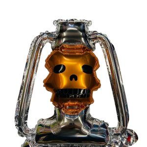 Globo de Copa con Calavera Naranja 18" x1