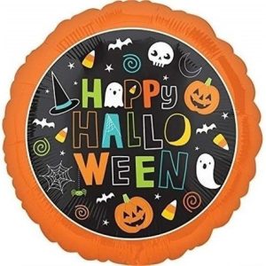 Globo Personaje Happy Halloween Naranja con Negro 18" x1