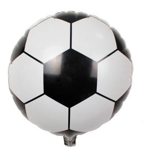 Globo Pelota de Futbol Negro y Blanco Metalizado 10" x1