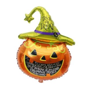 Globo silueta Calabaza con gorro de Bruja x1