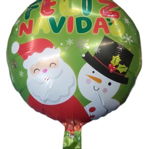 Globo Feliz Navidad Papá Noel y Muñeco de nieve 18"