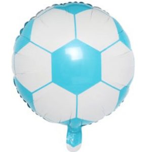 Globo Pelota De Futbol Celeste y Blanco Metalizado 18 " x1
