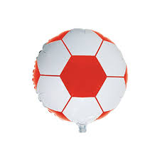 Globo personaje Pelota De Futbol Blanco y Rojo  18 " x1