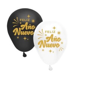 Globo de latex Feliz año nuevo GOLD x 10