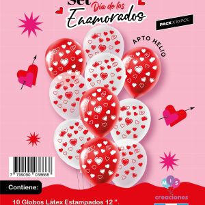 Globo De Latex Estampado mix corazones x 10u