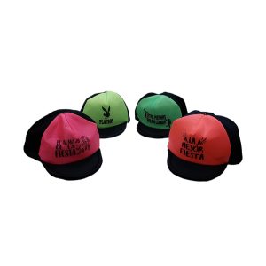 Gorros estilo Cap Trucker de Acetato Fluo con Frases