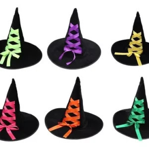 Gorro bruja con lazo de colores x 1