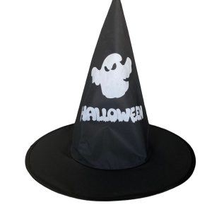 Gorro bruja Halloween negro con fantasma x 1