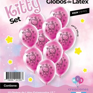 Globo De Latex Estampado Kitty x 10