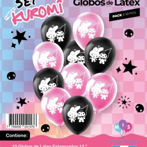 Globo De Latex Estampado Kuromi x 10