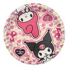 Platos Descartables Kuromi y Melody x8