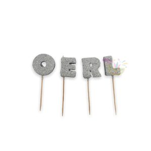 Letras Plateadas Gibriadas Para Torta  X 1