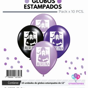 Globo De Latex Estampado Merlina x 10u
