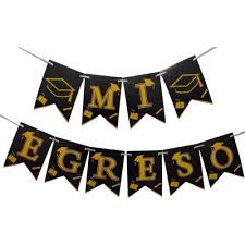 Banderin Glamour Mi Egreso Negro x1