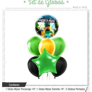 Set de globos Minecraft 7pcs