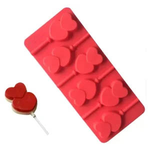 Molde Chupetin Silicona Corazones Doble x1