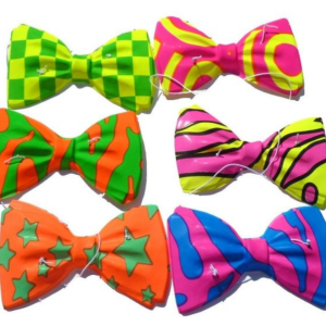 Moños plasticos estampados fluo x12