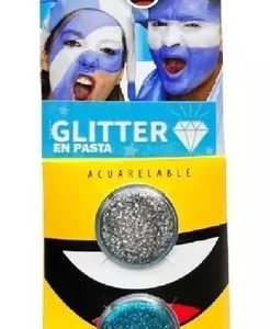 Glitter en Pasta con Brillos Celeste y Blanco x1