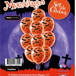 Globo De Latex Estampado De Murcielagos x 10u